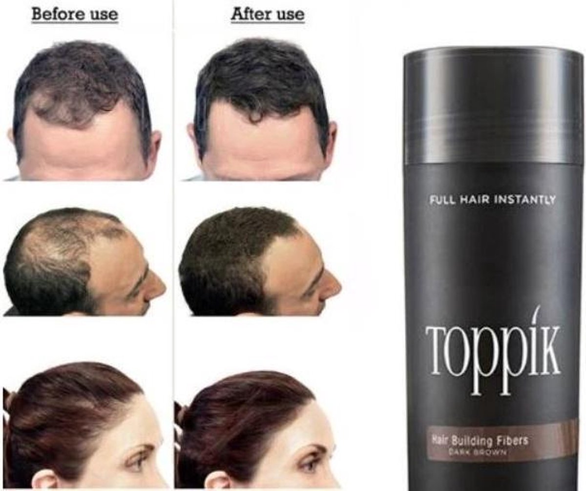 Toppik Hair Building Fibers Zwart - 27,5 gram - Cosmetische Haarverdikker - Verbergt haaruitval - Direct voller haar