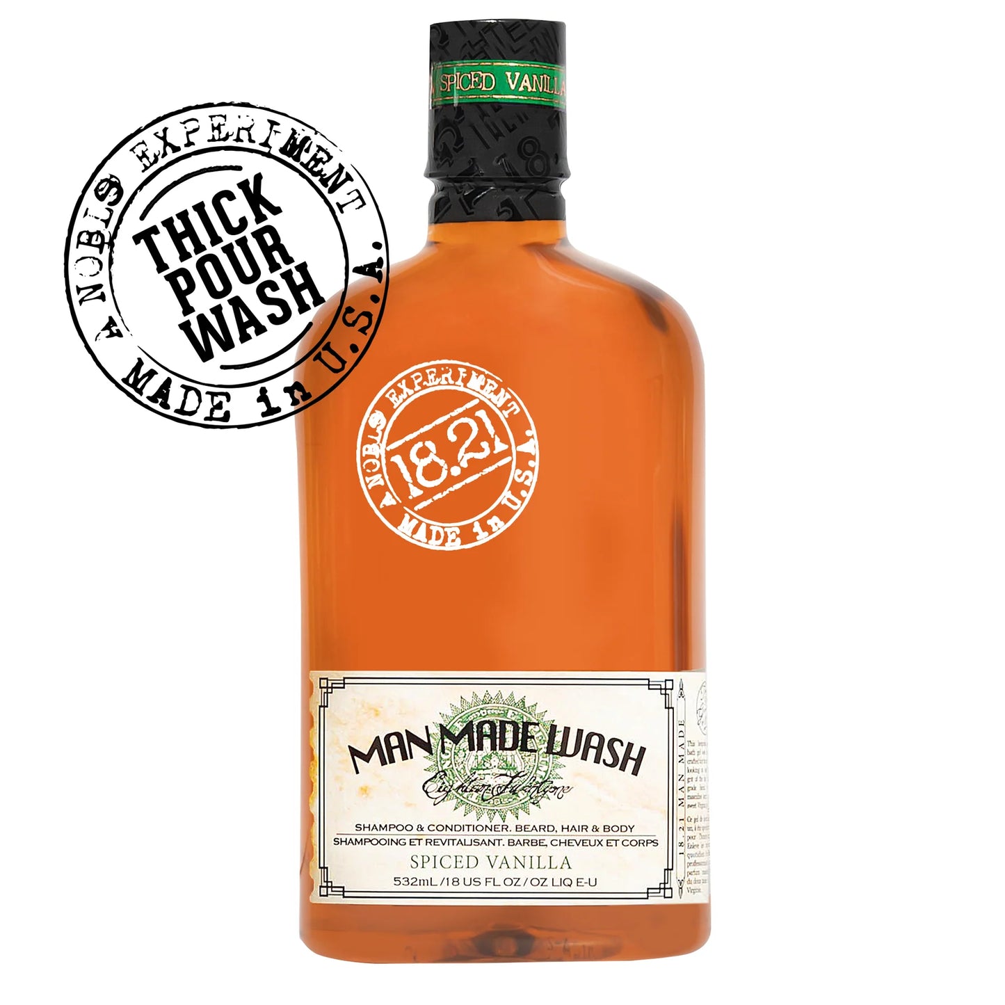 18.21 Man Made Wash Shampoo Conditioner & Bodywash Spiced Vanilla 532 ml