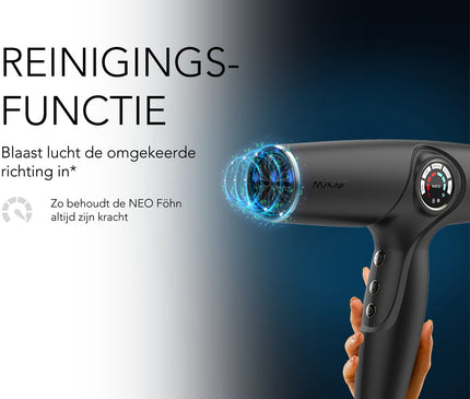 Max Pro NEO Föhn 2100W - Inclusief Diffuser en Twee Blaasmonden (93mm en 63mm) - Professionele Haardroger - Hair Dryer - Alle Haartypes - Snelle Droogtijd - Verminderd Haarbeschadiging - ION &amp; Keramische Technologie - Zelfreinigende Functie