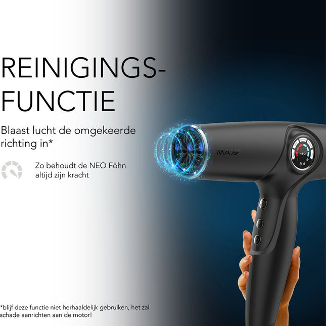 Max Pro NEO Föhn 2100W - Inclusief Diffuser en Twee Blaasmonden (93mm en 63mm) - Professionele Haardroger - Hair Dryer - Alle Haartypes - Snelle Droogtijd - Verminderd Haarbeschadiging - ION &amp; Keramische Technologie - Zelfreinigende Functie