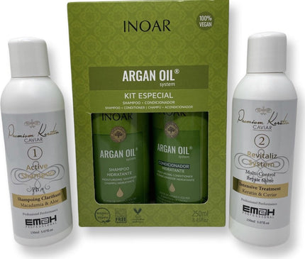 Keratin Caviar Kit 2 x 150ml & INOAR ARGAN OIL SHAMPOO & CONDITIONER