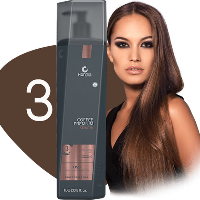 Honma Tokyo - Haarmasker / Haarverzorging - Keratine behandeling hersteld het haar diep - Coffee Premium Keratin - Stap 3 - 1000ML