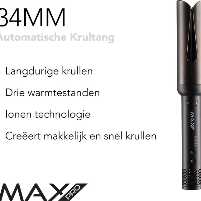 Max Pro Twist Autocurler 34mm - Automatische Krultang - Curling Iron - Perfecte Krullen in Seconden