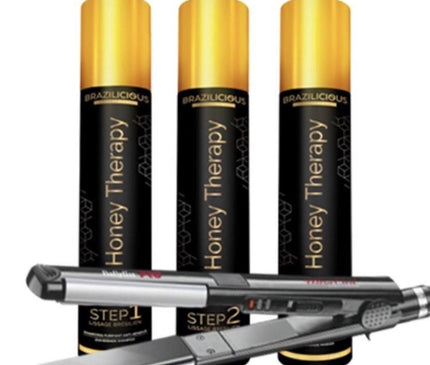 BraziliCious Keratine Honey Therapy 3x1000ml PLUS STIJLTANG BaByliss pro