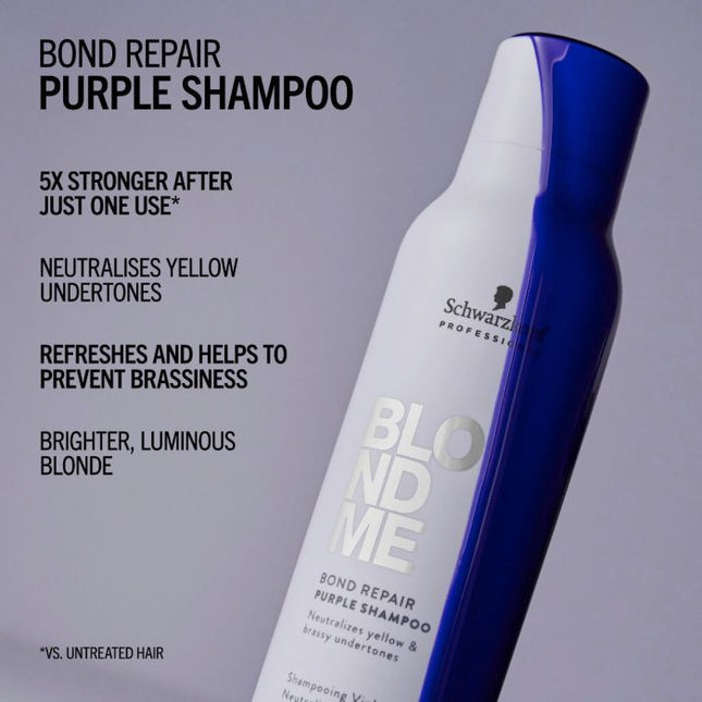Schwarzkopf BlondMe Bond Repair Purple Shampoo 300ml + Conditioner 250ml