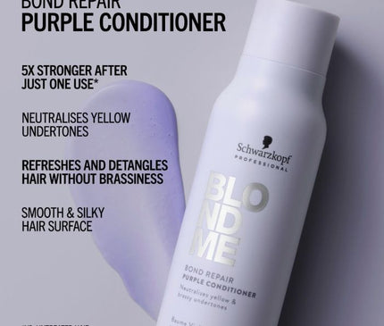 Schwarzkopf BlondMe Bond Repair Purple Shampoo 300ml + Conditioner 250ml