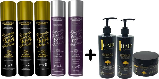 BraziliCious Tanino Therapy 2x1000ml &amp; BraziliCious Keratine Honey Therapy 3x1000ml