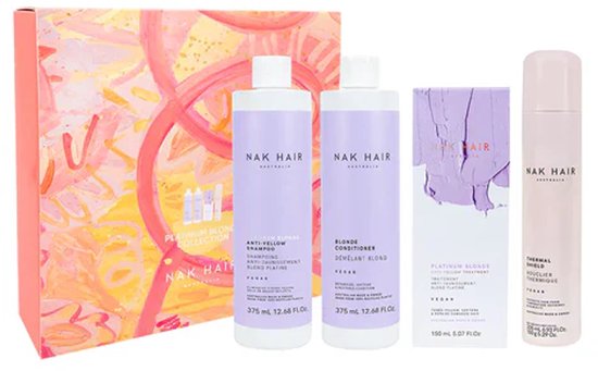 NAK Hair Platinum Blonde Quad Pack – Zilvershampoo, Conditioner & Masker