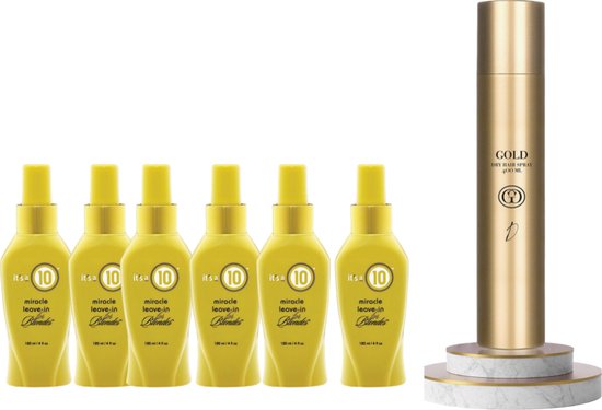 6 X 120 ml It's a 10 Miracle Leave-in for Blondes 120 ml + GOLD Professional Haircare Dry Hair Spray 400 ml