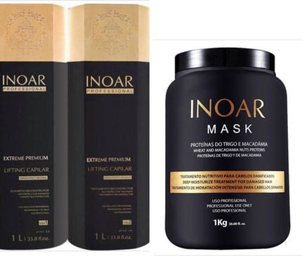 ACTIE!Inoar Marroqino Moroccan Keratine behandeling&amp;Inoar Macadamia Haar Masker 1kg