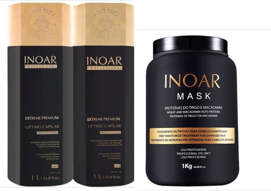 ACTIE!Inoar Marroqino Moroccan Keratine behandeling&amp;Inoar Macadamia Haar Masker 1kg