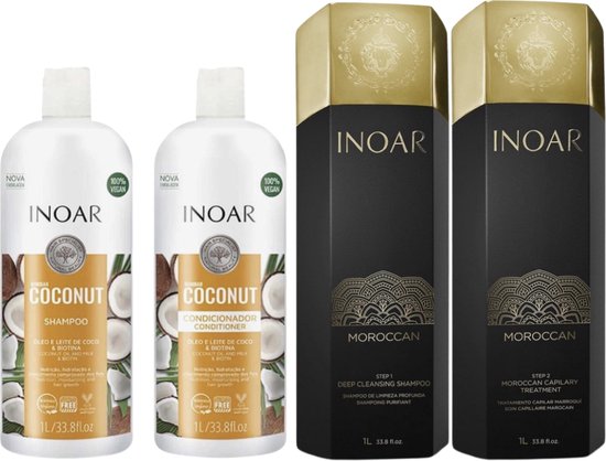 Inoar Moroccan Keratine Set Met Coconut Shampoo &amp; Conditioner