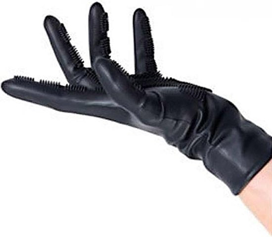 Sibel - Comb In Siliconen Handschoenen - Zwart - 1 Paar