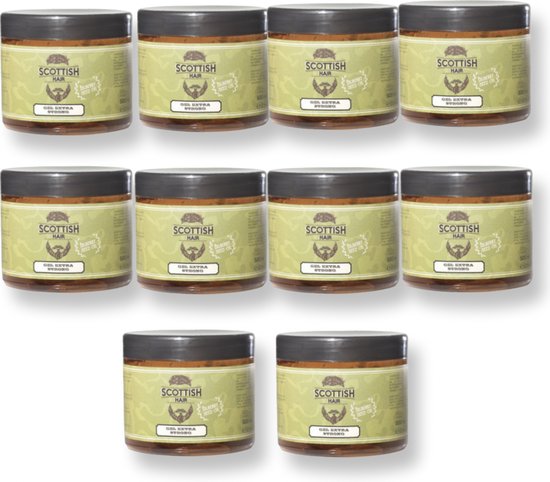 10 X SCOTTISH HAIR &amp; BEARD STYLING &amp; FINISHING GEL EXTRA STRONG 500 ML