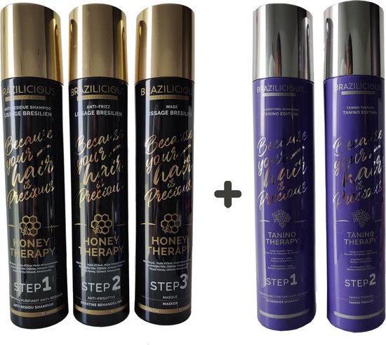 BraziliCious Tanino Therapy 2x1000ml &amp; BraziliCious Keratine Honey Therapy 3x1000ml