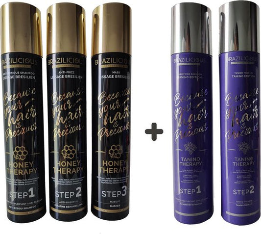 BraziliCious Tanino Therapy 2x1000ml &amp; BraziliCious Keratine Honey Therapy 3x1000ml