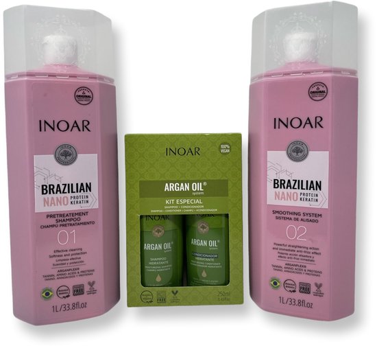INOAR BRAZILIAN NANO PROTEIN KERATIN NR 1/2 & ARGAN OIL KIT