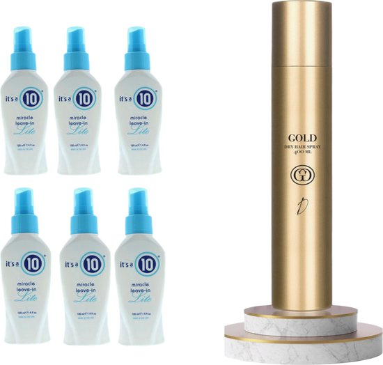 It's a 10 - Miracle Leave-In Lite 6 x Stuks + GOLD Professional Haircare Dry Hair Spray 400 ml