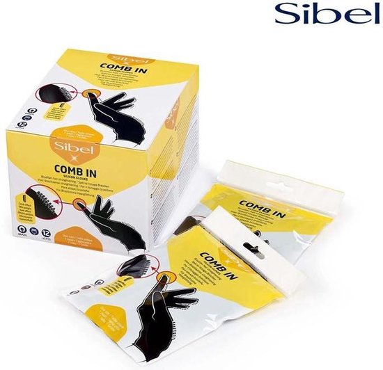 Sibel - Comb In Siliconen Handschoenen - Zwart - 1 Paar