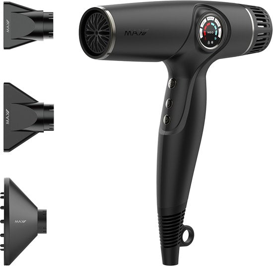 Max Pro NEO Föhn 2100W - Inclusief Diffuser en Twee Blaasmonden (93mm en 63mm) - Professionele Haardroger - Hair Dryer - Alle Haartypes - Snelle Droogtijd - Verminderd Haarbeschadiging - ION &amp; Keramische Technologie - Zelfreinigende Functie