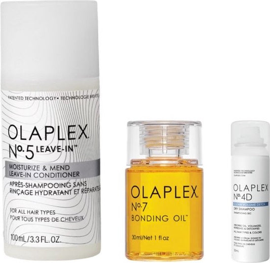 Olaplex No.5 Leave-In Conditioner 100ml + Olaplex N°7  Olie 30ml + Olaplex N°4D Droogshampoo 50ml
