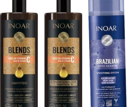 Inoar Afro Keratine Met Blends Shampoo &amp; Conditioner 1000 ML