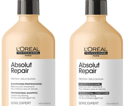 L'Oréal Serie Expert Absolut Repair Gold Shampoo en Conditioner zijn speciaal ontwikkeld voor (zeer) beschadigd haar. Ze herstellen en voeden de haarvezels intensief, maken het haar makkelijk doorkambaar en zorgen voor zichtbaar sterker, zachter en glanzender haar. Daarnaast helpt de conditioner het haar te beschermen tegen verdere beschadiging. flaka.be