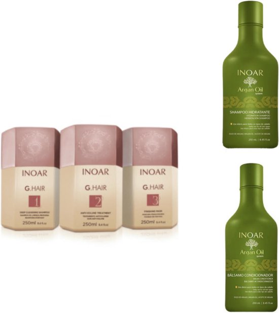 Inoar G Haar keratine behandeling&After Care set Inoar ARGAN (2x250ml&2x250ml)