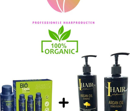 Prime Bio Tanix Brazilian Protein Kit 3x100ml & ORGANIC Onderhouds shampoo & Conditioner