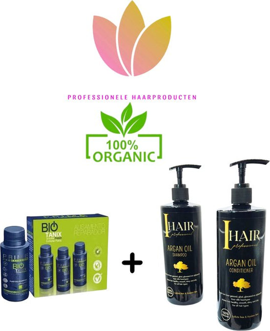 Prime Bio Tanix Brazilian Protein Kit 3x100ml & ORGANIC Onderhouds shampoo & Conditioner