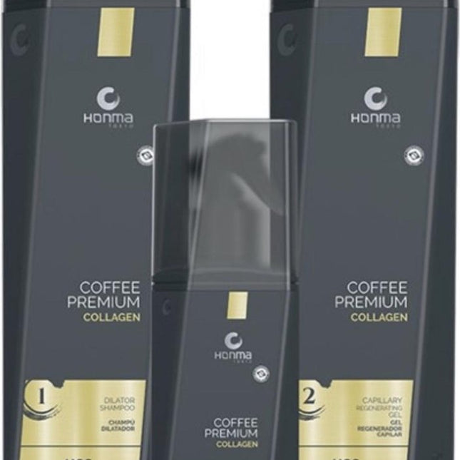 Honma Tokyo Coffee Premium Collagen maxi kit, 2x1000 ml&amp;1x300ml (step 1/2/PP) Keratine Treatment Keratin Behandeling