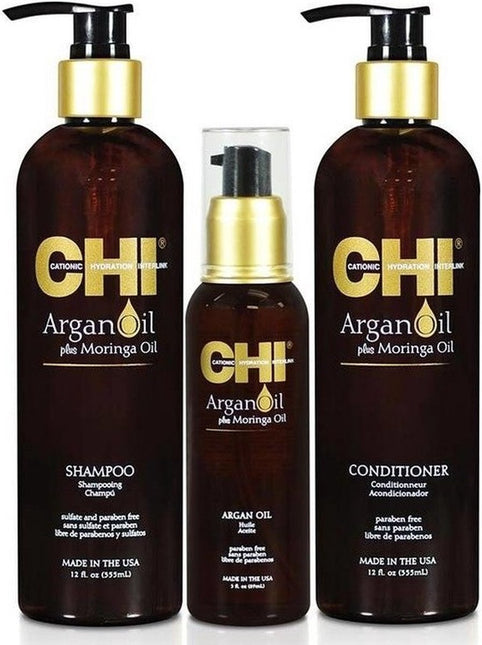 CHI Argan Oil - Shampoo - Conditioner - Leave-In Treatment - Holiday Gift Set