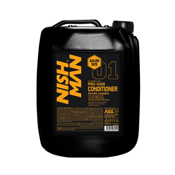 Pro Hair Conditioner Silicone And Paraben Free with Keratin Complex 5L Nishman