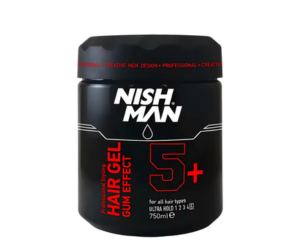 Ultra Strong Gum Effect Hair Gel 5+ 750ml Nishman