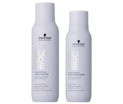 Schwarzkopf BlondMe Bond Repair Purple Shampoo 300ml + Conditioner 250ml