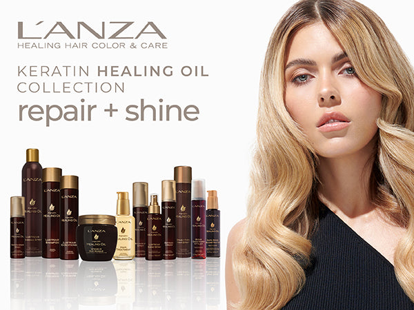 LANZA KERATIN HEALING OIL LUSTROUS CARE SET 810 ML + TANGLE TEEZER