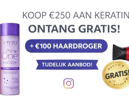 Koop voor €250 aan keratine en ontvang gratis een haardroger t.w.v. €100