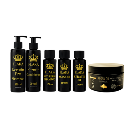 FlaKa Keratin Pro 100ml – Organische Keratinebehandeling voor Glad & Glanzend Haar & Shampoo & Conditioner na Keratinebehandeling & Masqué
