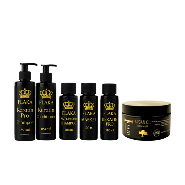 FlaKa Keratin Pro 100ml – Organische Keratinebehandeling voor Glad & Glanzend Haar & Shampoo & Conditioner na Keratinebehandeling & Masqué