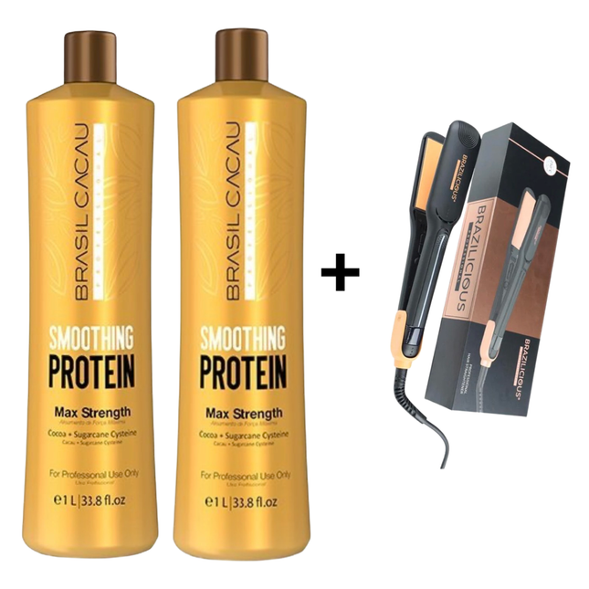 BRASIL CACAU Smoothing Protein 2 x 1000 ml = Gratis Professionele StijlTang Van BraziliCious 250°G
