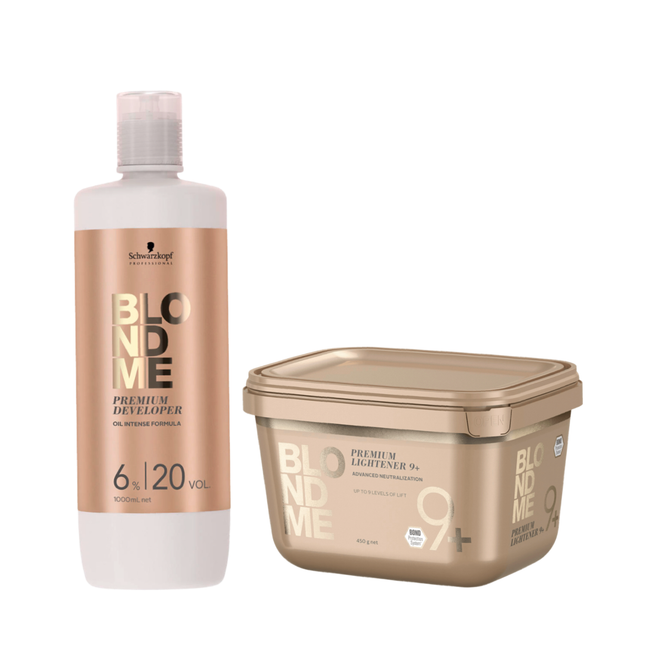 Schwarzkopf BlondMe Premium Developer 6% – 1000 ml & Schwarzkopf BLONDME Bond Enforcing Premium Lightener 9+ 450g