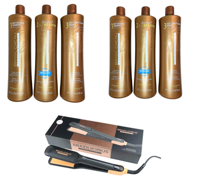 Cadiveu Brasil Cacau Ecokeratin 2 x 3000 ml = Gratis Professionele StijlTang Van BraziliCious 250°G