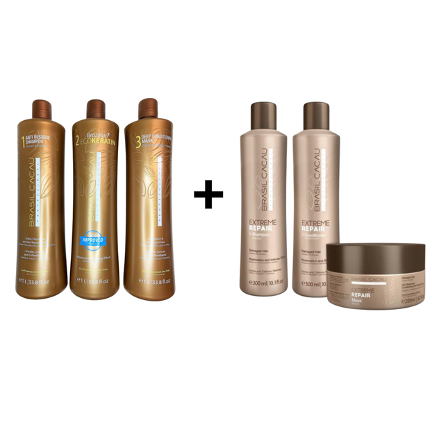 Cadiveu Brasil Cacau Ecokeratin + Na keratine behandeling shampoo en conditioner en Masker