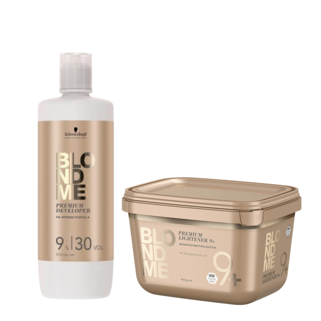 Schwarzkopf BlondMe Premium Developer 9% – 1000 ml & Schwarzkopf BLONDME Bond Enforcing Premium Lightener 9+ 450g