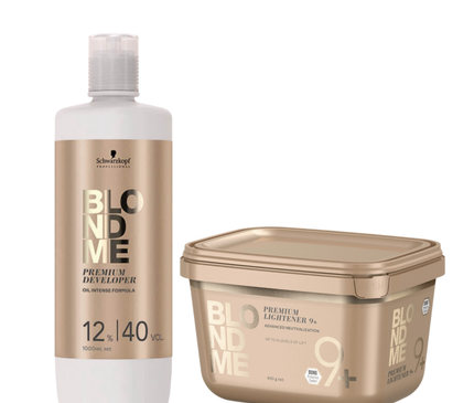 Schwarzkopf BlondMe Premium Developer 12% – 1000 ml & Schwarzkopf BLONDME Bond Enforcing Premium Lightener 9+ 450g