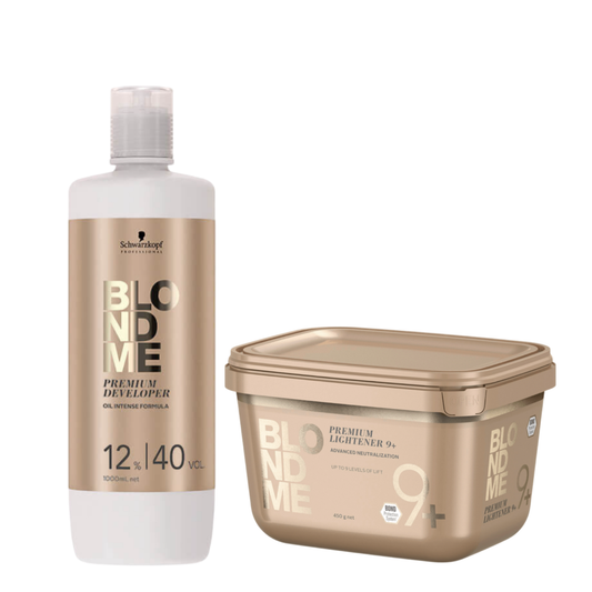 Schwarzkopf BlondMe Premium Developer 12% – 1000 ml & Schwarzkopf BLONDME Bond Enforcing Premium Lightener 9+ 450g