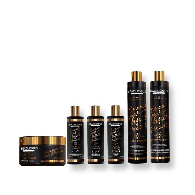 BraziliCious Honey Therapy Keratine 3 x 100ml &amp; Brazilicious Honey Shampoo &amp; Conditioner &amp; masker 3x250ml