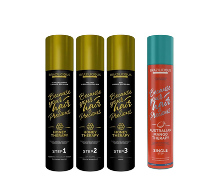 BraziliCious Japanse Behandeling  3x 1000ml & Mango keratine 1x 1000ml