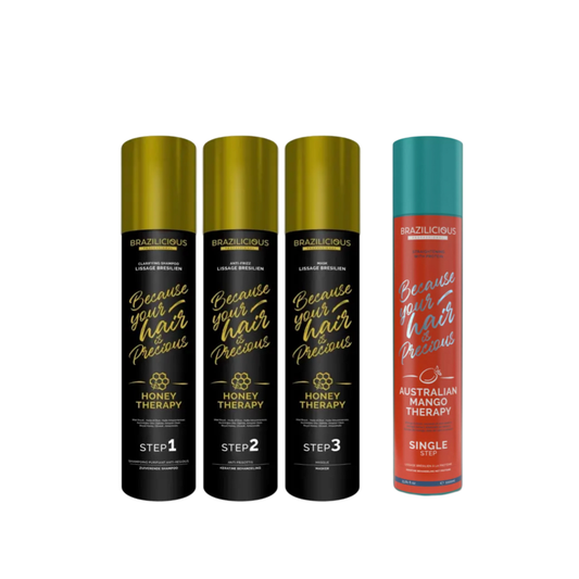 BraziliCious Japanse Behandeling Honey Therapy Keratineset 3x 1000ml plus Mango keratine 1x 1000ml