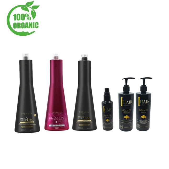 ORGANIC GOLD  Diamond 1000ml & ORGANIC Onderhouds shampoo 500 ml & Conditioner & Argan oil
